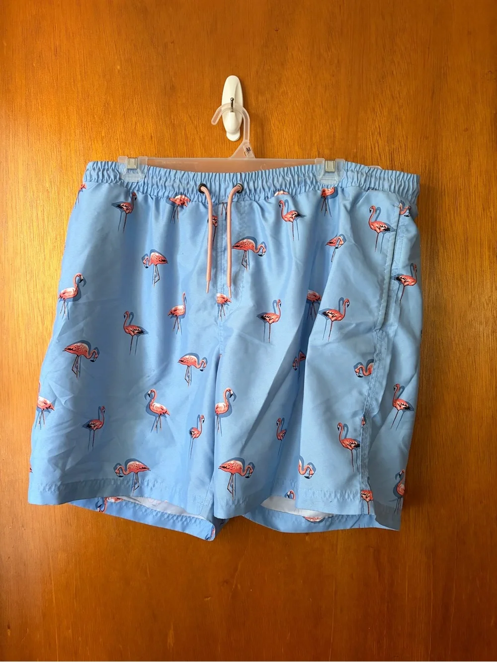 Club Room Light Blue Swim Trunks with Pink Flamingo Print